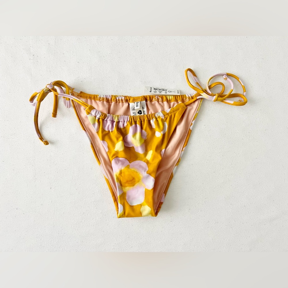 MADEWELL Second Wave String Bikini Bottom in Watercolor Floral - Picture 2 of 7
